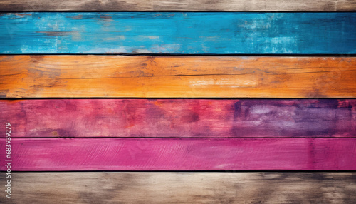Colorful wood plank texture background. Horizontal orientation front view.