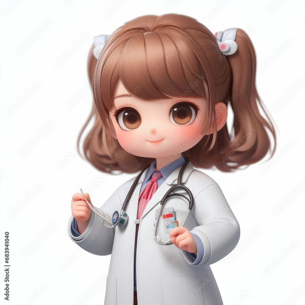 child nurse 3d cartoon character isolated on white background
child nurse 3d cartoon character isolated on white background