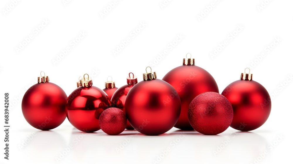 red Christmas balls on white background generative ai red Christmas balls on white background generative ai
