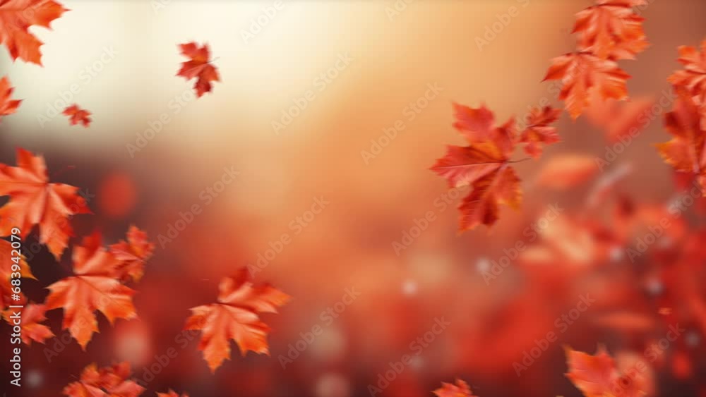 Maple autumn leaves falling against a blurred autumn background, 4k. Autumn theme concept. Maple autumn leaves falling against a blurred autumn background, 4k. Autumn theme concept.