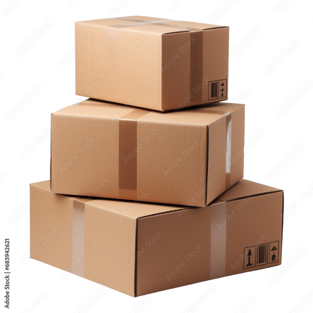 Obraz premium rendering of box bundles of boxes isolated on transparent background