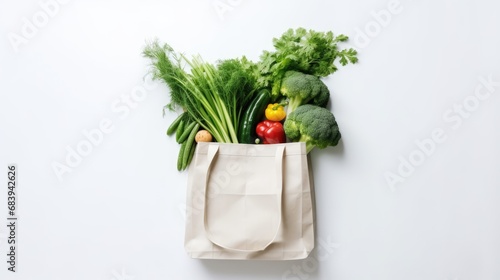 Shopping bag with vegetables. Healthy eating on a white background