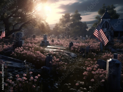 Unveiling The Beauty & Resilience: An Emotional Tour of an American Patriot's Final Resting Place Generative AI © monsifdx