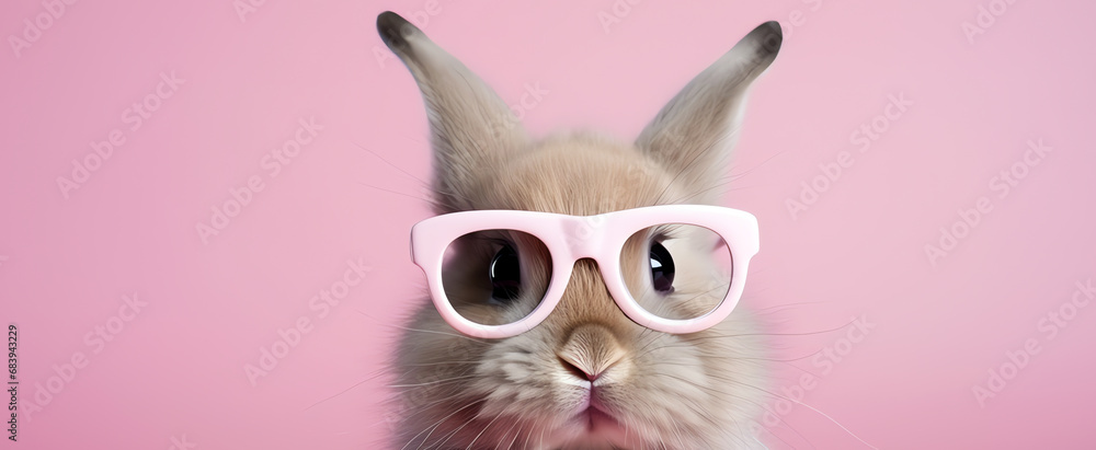 adorable rabbit with glasses, AI generated