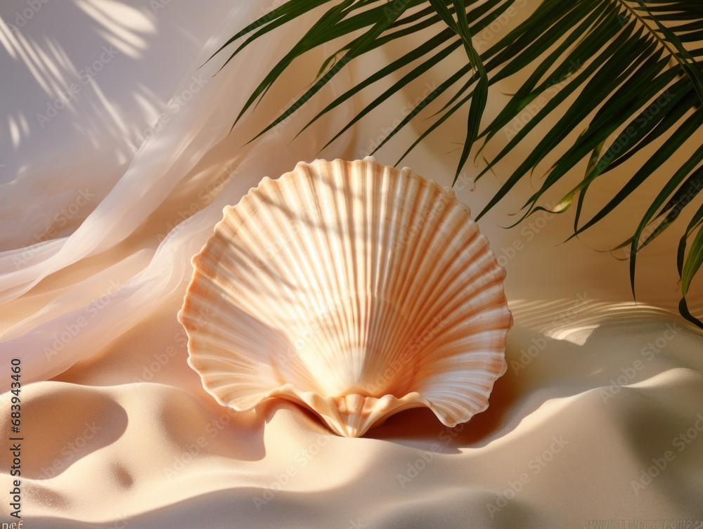 Captivating Image of a Lonely Shell on a Soft Beige Background - Exuding a Tranquil Serenity Generative AI Captivating Image of a Lonely Shell on a Soft Beige Background - Exuding a Tranquil Serenity Generative AI