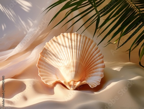 Captivating Image of a Lonely Shell on a Soft Beige Background - Exuding a Tranquil Serenity Generative AI