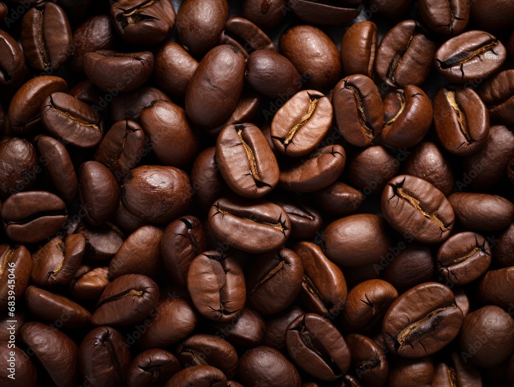 Indulge in the Rich Aroma: A Close-up Look at Dark Brown Coffee Beans! Generative AI Indulge in the Rich Aroma: A Close-up Look at Dark Brown Coffee Beans! Generative AI