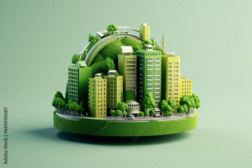 3d graphic illustration of a sustainable city