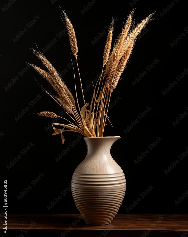 Artistic Elegance: Captivating Beauty of Decorative Wheat Grass in Vase Generative AI