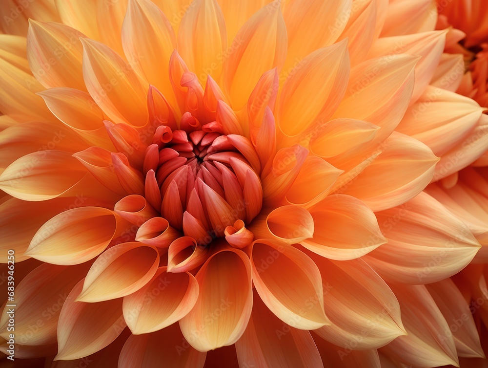 Stunning Close-Up: Top View of a Lush Orange Dahlia - Nature's Masterpiece in High Definition Generative AI Stunning Close-Up: Top View of a Lush Orange Dahlia - Nature's Masterpiece in High Definition Generative AI