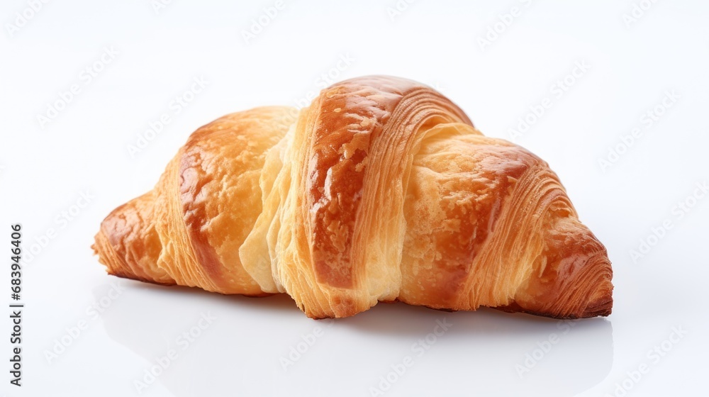 a couple of croissants sitting on top of each other on top of a white surface with a white background. a couple of croissants sitting on top of each other on top of a white surface with a white background.
