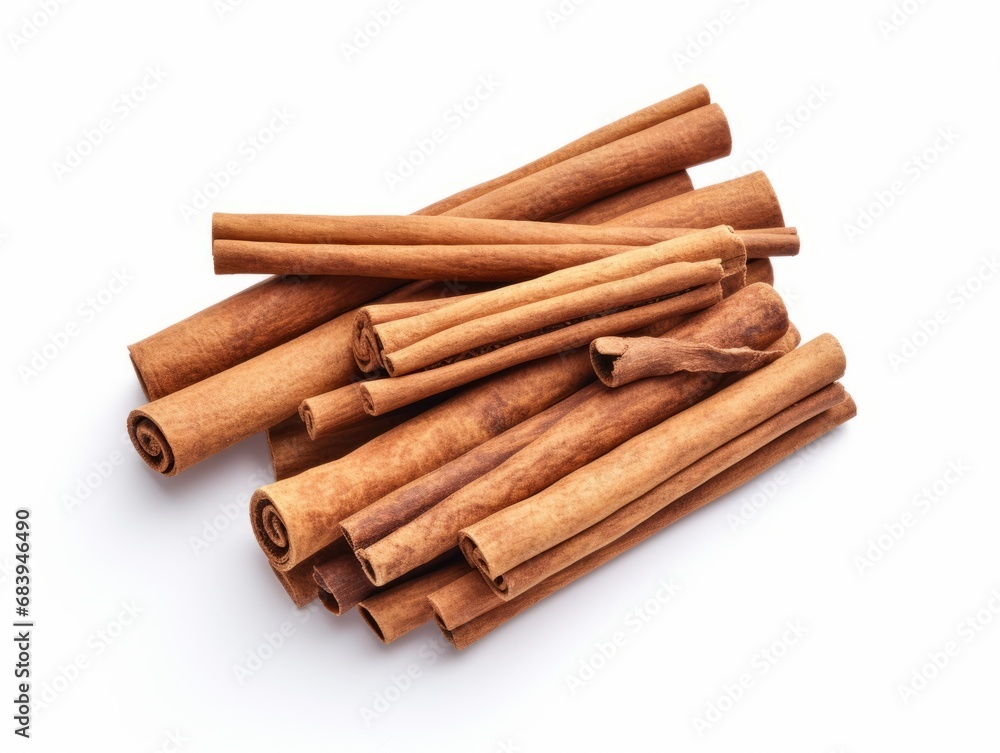 Experience the Richness: Freshly Ground Cinnamon Sticks Isolated for Premium Quality! Generative AI