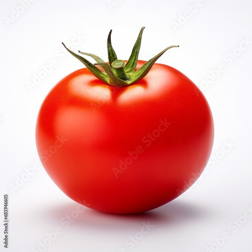 Captivating Solo Red Tomato: The Star of Freshness and Health on a Pure White Background Generative AI