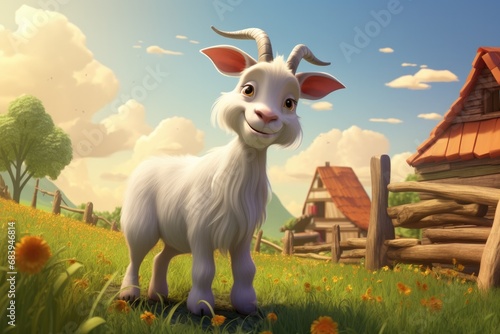 Cute Cartoon Storybook Goat...