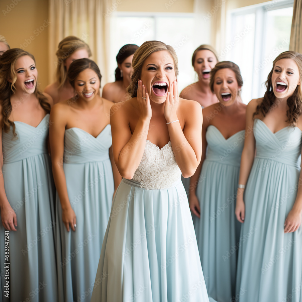 Fototapeta premium bridesmaids celebrating with their bride friends girls only