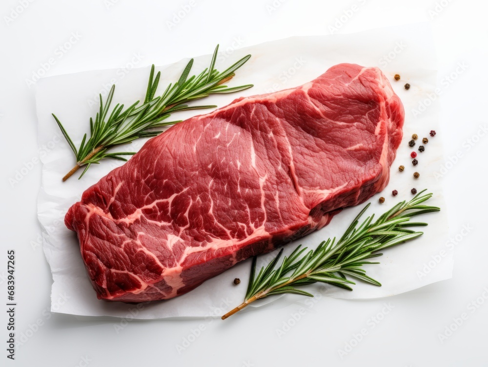 Premium Quality Beef Highlighted on Pure White Background - Irresistibly Fresh! Generative AI