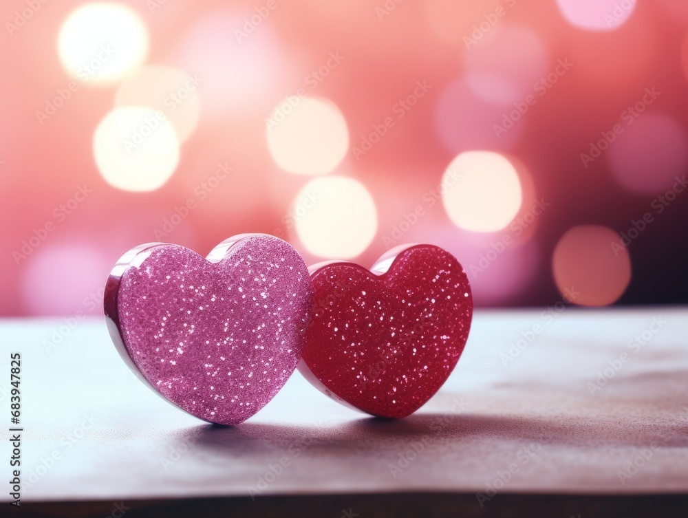 Obraz premium Captivating Love: Discover the Allure of Two Red Hearts With Top Clings Generative AI