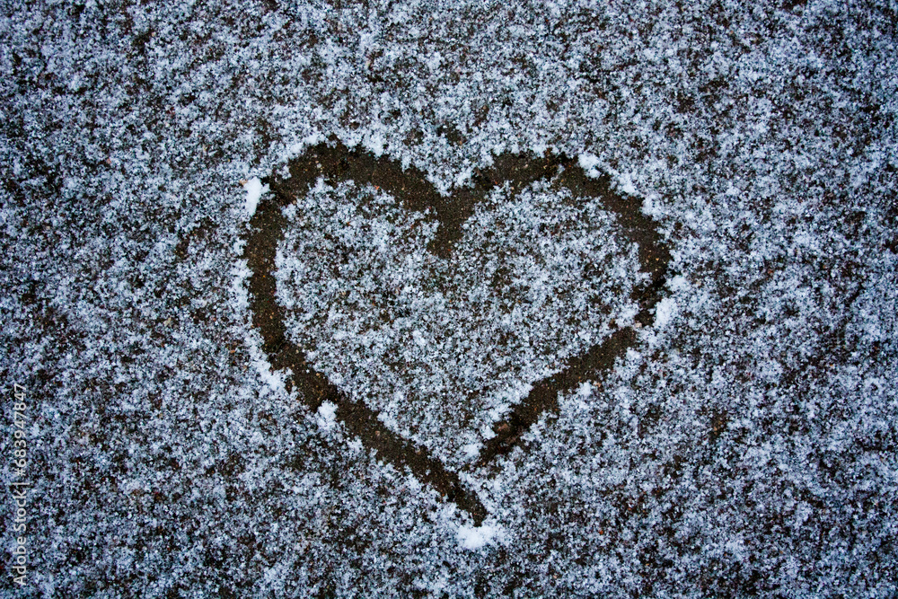 a heart painted on snow a heart painted on snow