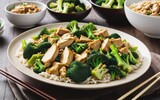Flavorful pad see ew with chicken and broccoli