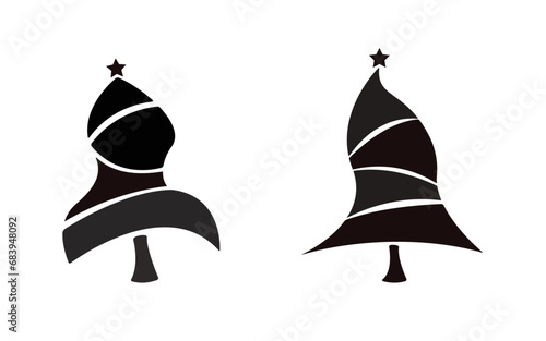 illustration of a bell, christmas tree