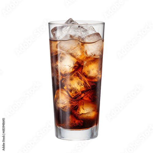 A Glass of Cold Brew Coffee with Ice on a Transparent Background