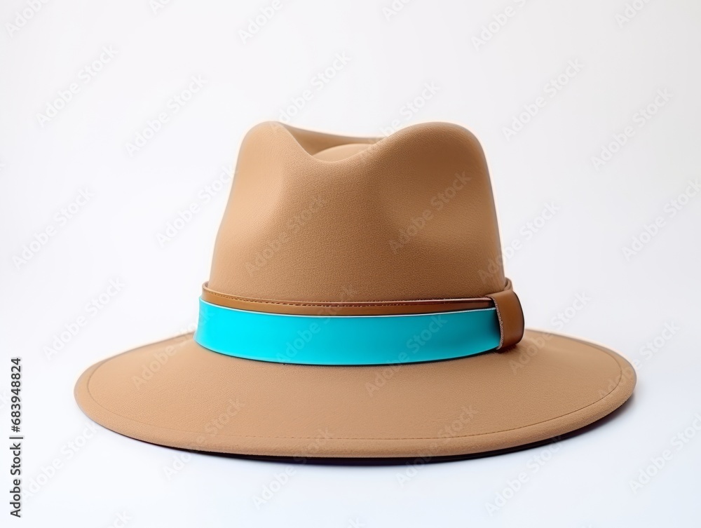 Unveiling a Statement: An Eye-Catching Hat with a Turquoise Band and Whit Detailing Generative AI Unveiling a Statement: An Eye-Catching Hat with a Turquoise Band and Whit Detailing Generative AI