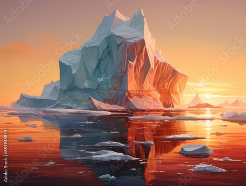 Unveiling the Majestic Beauty: A Titanic Iceberg Floating on Pristine Waters Generative AI