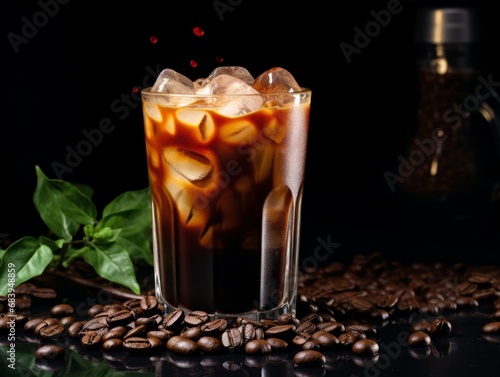 Chilled Black Coffee Delight: Perfect Blend for Your Morning Kick-start! Generative AI