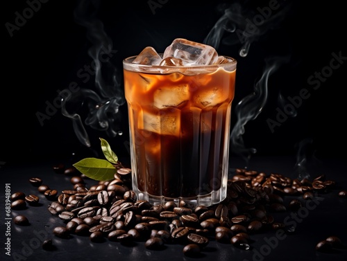 Icy Delight: Unveiling the Charm of Black Coffee with Ice! Generative AI