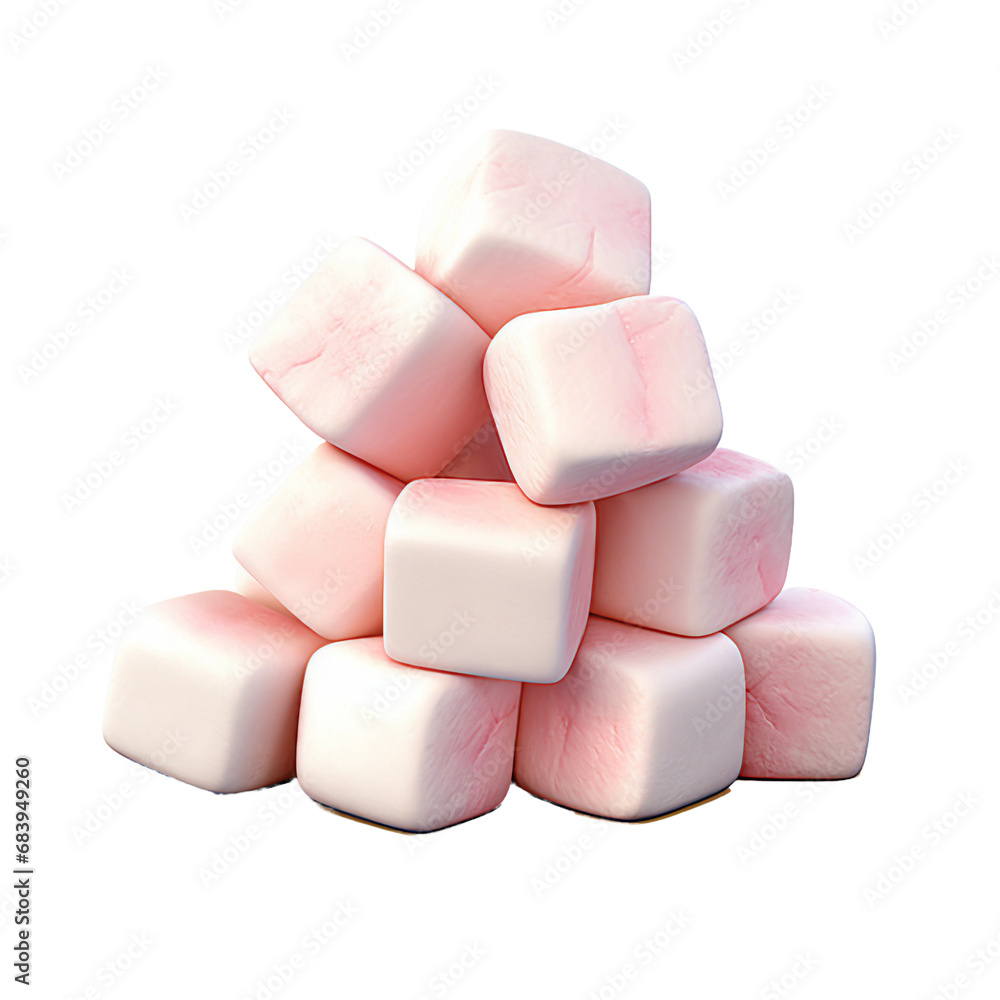 A Pile of Sweet Marshmallows on a Transparent Background A Pile of Sweet Marshmallows on a Transparent Background