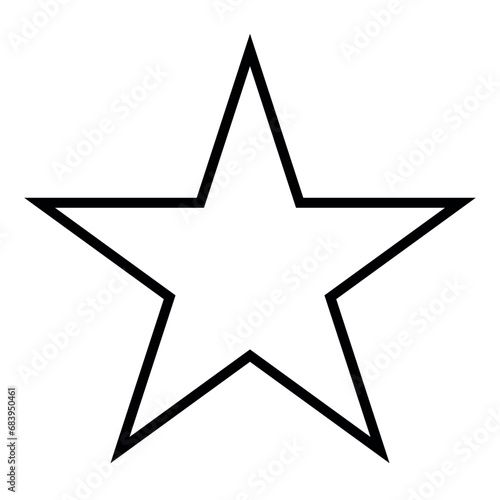 star shape symbol, black and white vector silhouette illustration of simple five-pointed star