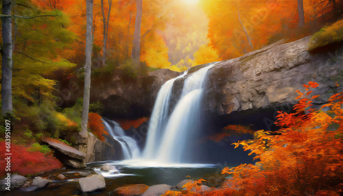 autumn colors and a waterfall from fichtel run state park photo