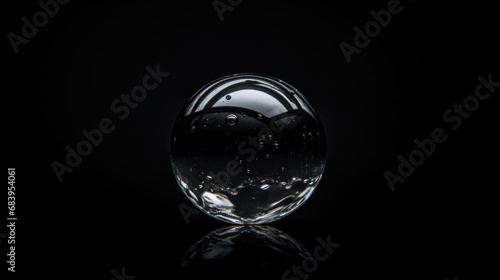  a black and white photo of an egg on a black background with a reflection of the inside of the egg.