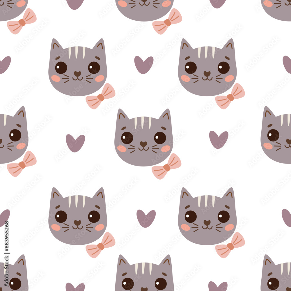 vector Cute seamless pattern with kittens vector Cute seamless pattern with kittens