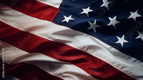 Dramatic Close-up of American Flag with Striking Lighting Effects