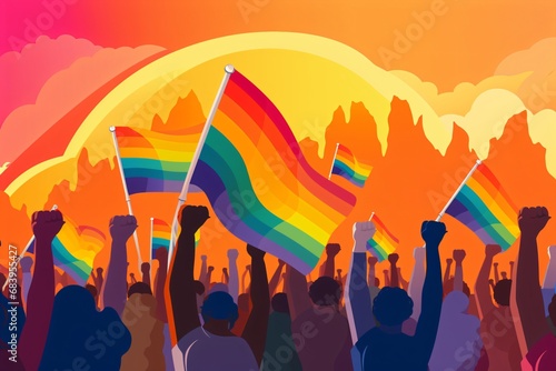 Poster design for Pride Month celebration and rights for the lgbtq community photo
