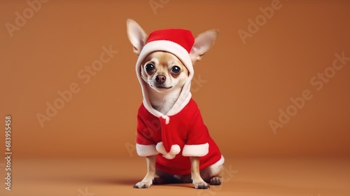 cute dog with Christmas costume  isolated on clean background © Maryna