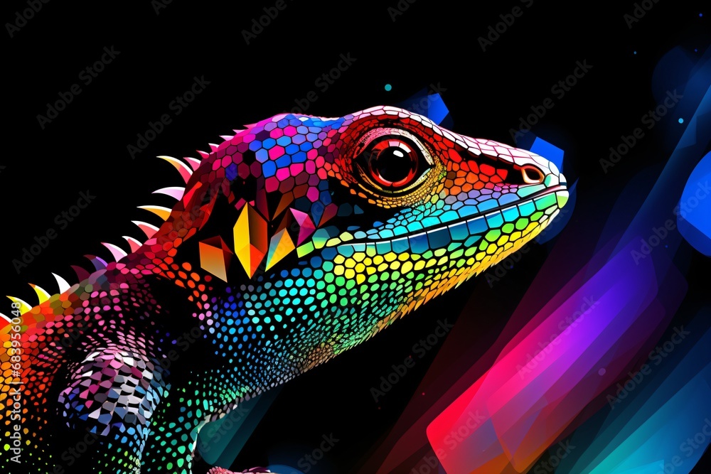 Fototapeta premium Illustration of a glowing neon lizard