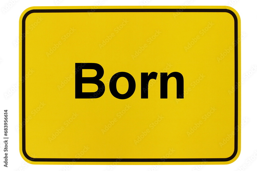 Illustration eines Ortsschildes der Gemeinde Born in Mecklenburg-Vorpommern Illustration eines Ortsschildes der Gemeinde Born in Mecklenburg-Vorpommern