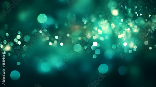 Background of emerald Bokeh Lights. Festive Backdrop for Holidays and Celebrations