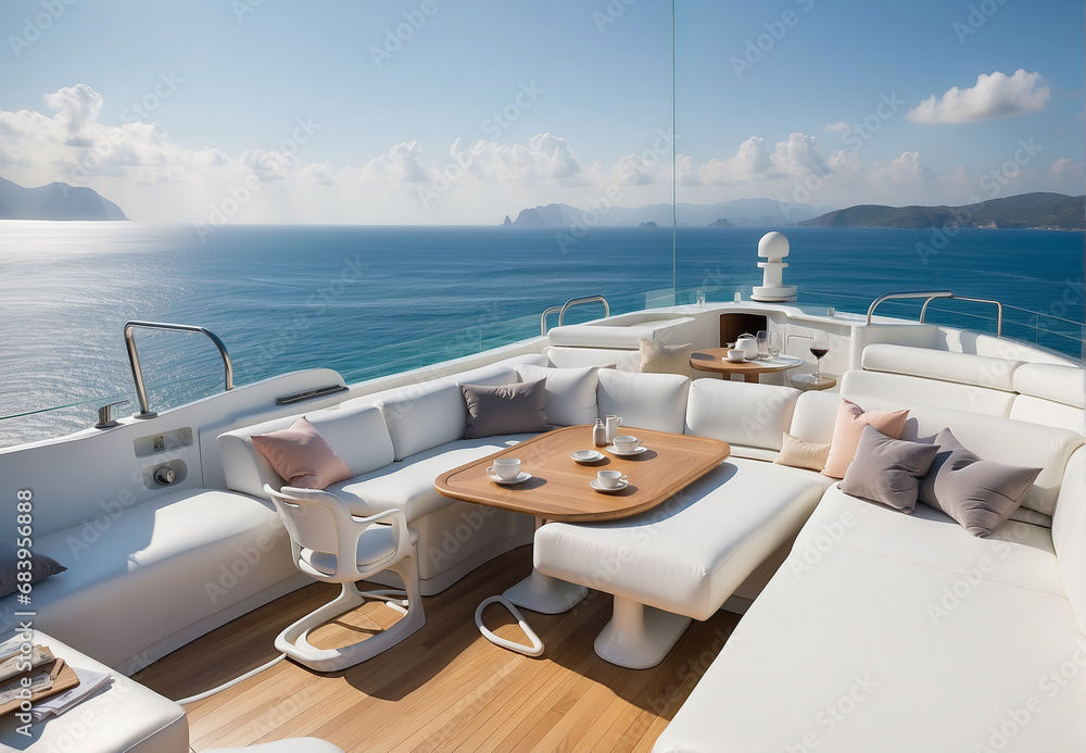 Fototapeta premium modern yacht sailing on the waves