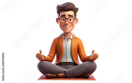 Cartoon 3D Character Mindfulness Instructor PNG Image photo