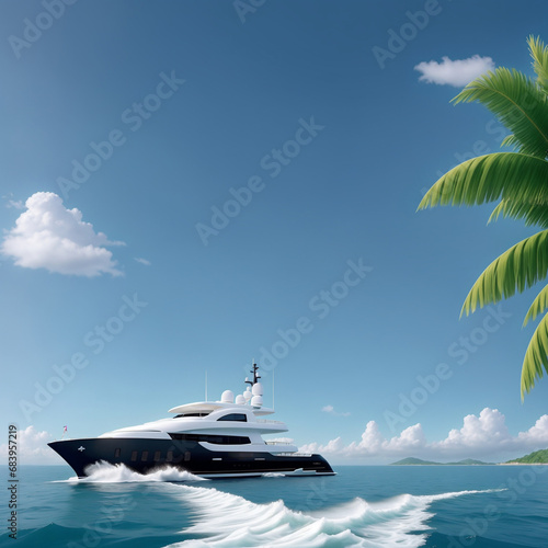 modern yacht sailing on the waves