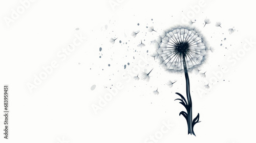 dandelion on white background vector style. Generative ai