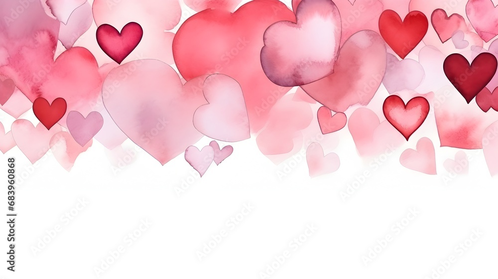 Soft and whimsical watercolor hearts, suitable for wedding invitations or Valentine's Day card