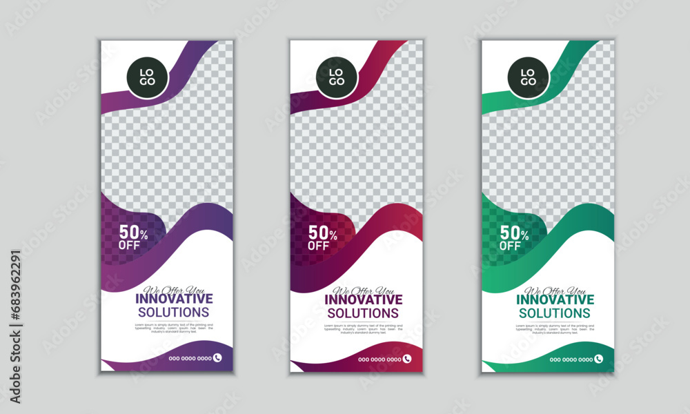 Roll up banner stand template . Corporate rollup banner, pull up, business flyer, display, x-banner.
 Banner roll-up design, business concept. Graphic template roll-up for exhibitions, Advertising, ag