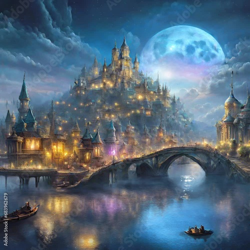 Fairytale moonlight city
