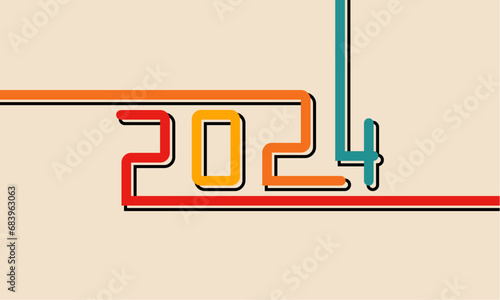 Happy new year 2024 design. colorful truncated number illustrations. vector design for poster, banner, greeting and new year 2024 celebration.