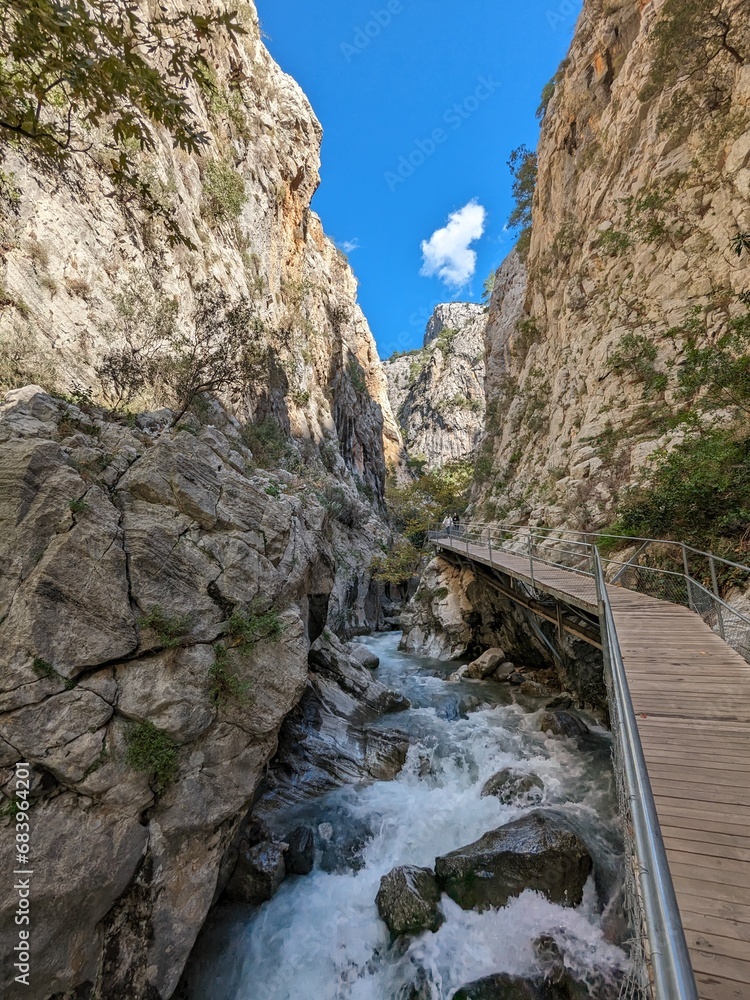 Sapadere  canyon and falls,Yolu Manzara Seyir Noktası waterfalls in a valley close to Alanya-Turkey- Küçük Şelale (Şavlak)