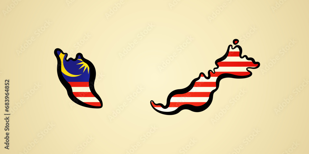 Malaysia - Map colored with flag Malaysia - Map colored with flag